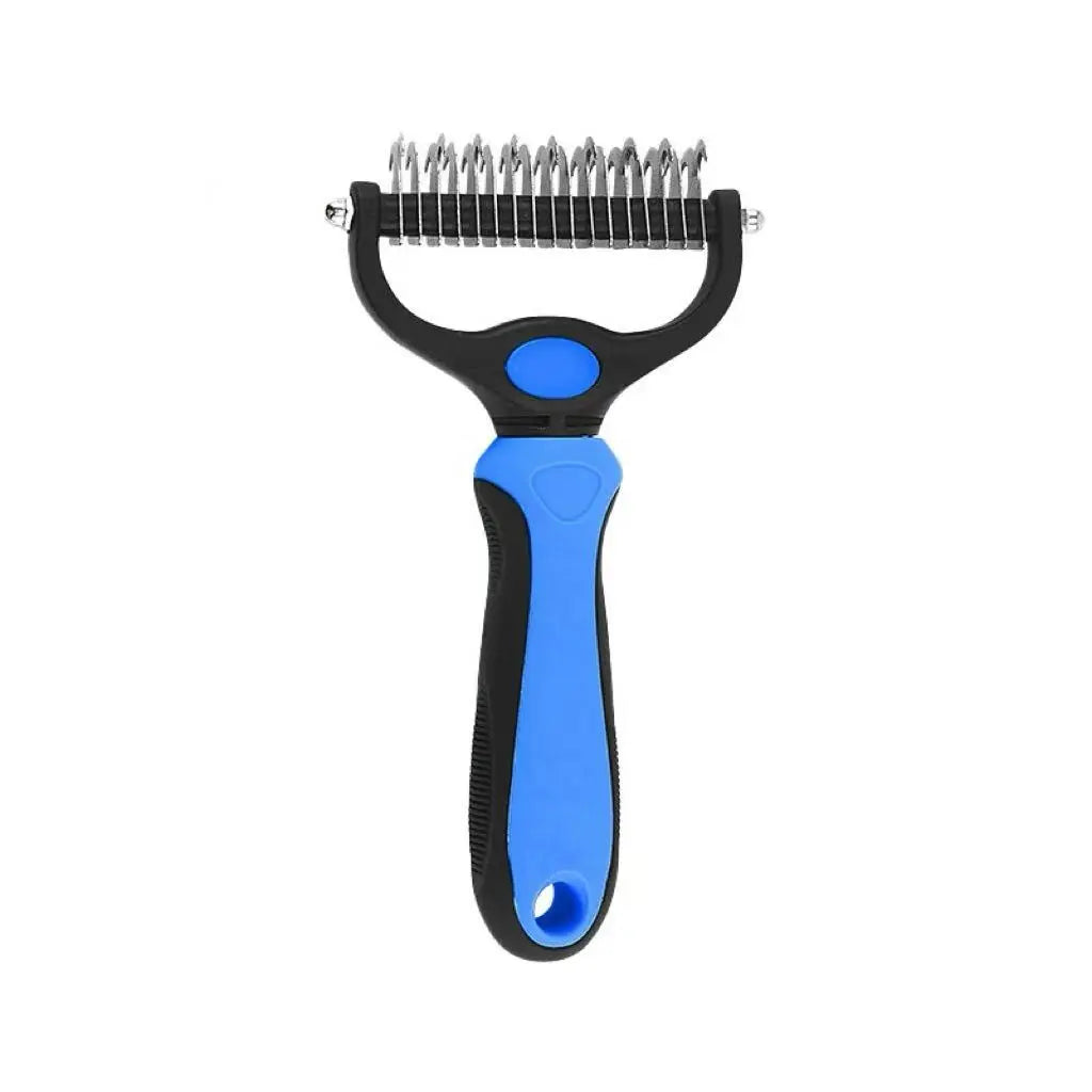 Pet Dematting Undercoat Rake for Long Haired Dogs Cats, Double Sided Deshedding Brush, Pain Free Tangle Remover to Reduce Shedding & Mats, Pet Grooming Tool N2