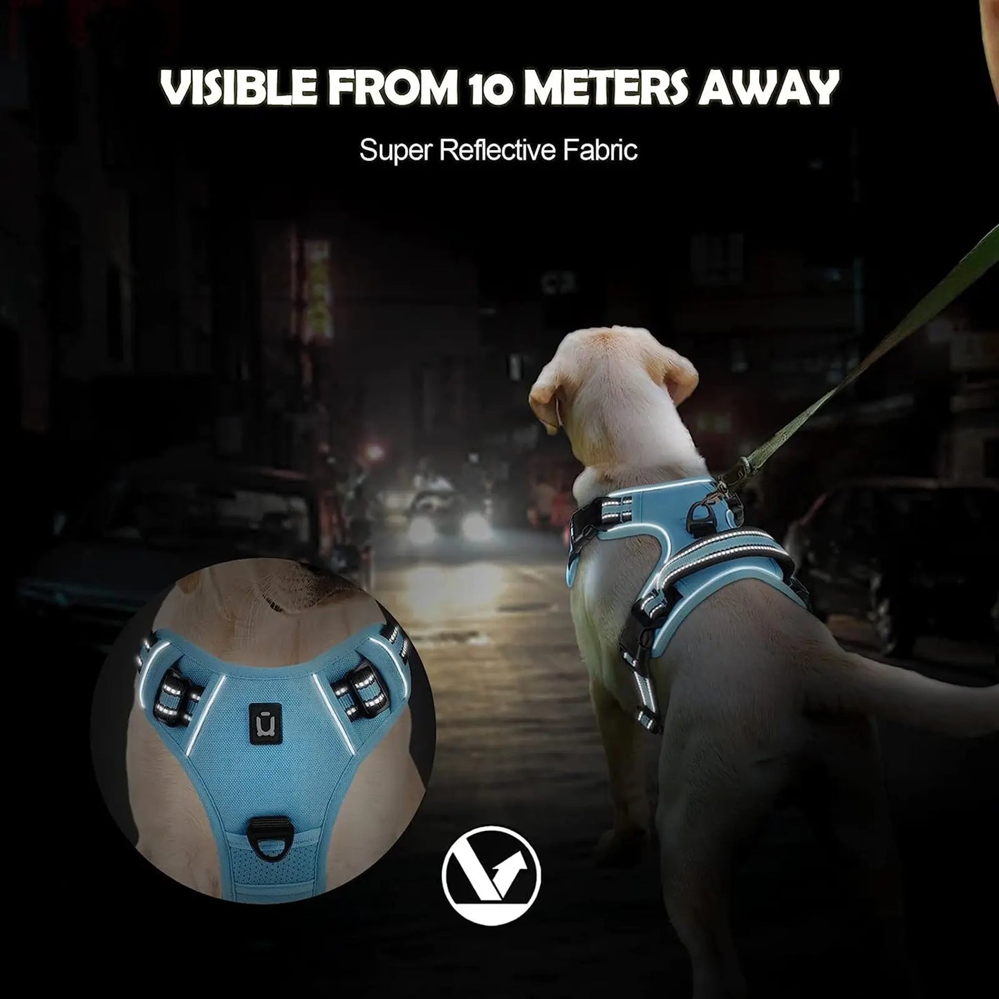 Dog Harness, Durable Reflective Harness, No-Pull Pet Harness with 2 Leash Clips, Adjustable Soft-Padded Dog Vest, Reflective No-Choke Oxford Pet Vest with Easy-Control Handle for Large Dogs