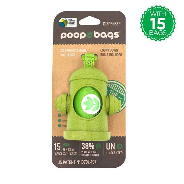 The Original Poop Bags Hydrant Bag Holder Dispenser with 15 Poop Pet Poop Bags Poop Bag