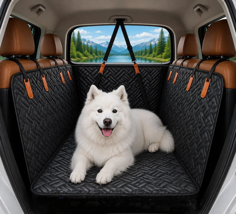 Roampaws Dog Car Seat Cover with Hard Bottom - Waterproof Pet Car Accessories for Preventing Back Seat Dirt, Waterproof Seat Covers