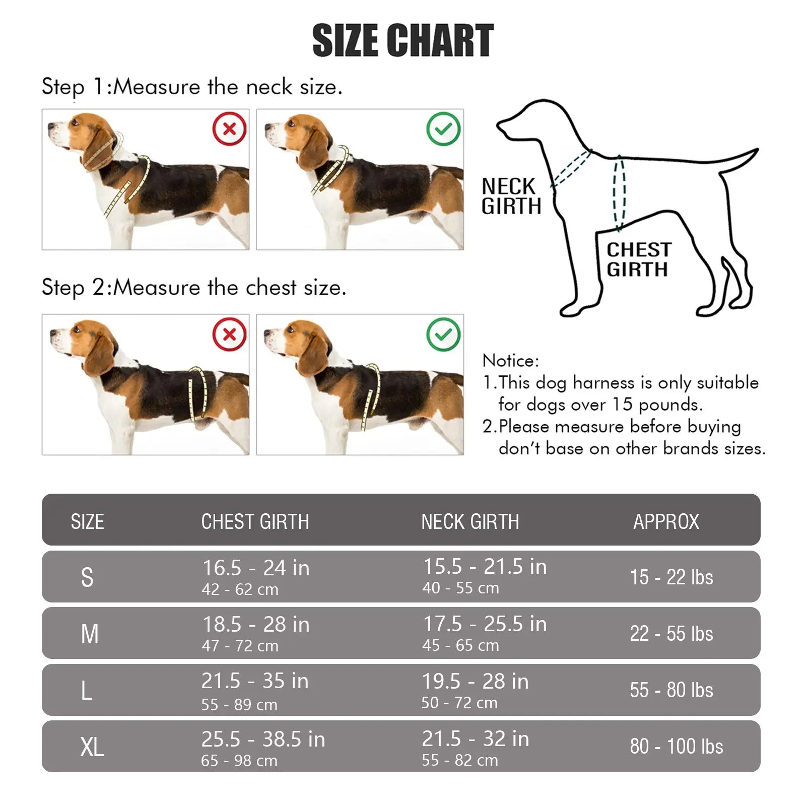 Dog Harness, Durable Reflective Harness, No-Pull Pet Harness with 2 Leash Clips, Adjustable Soft-Padded Dog Vest, Reflective No-Choke Oxford Pet Vest with Easy-Control Handle for Large Dogs