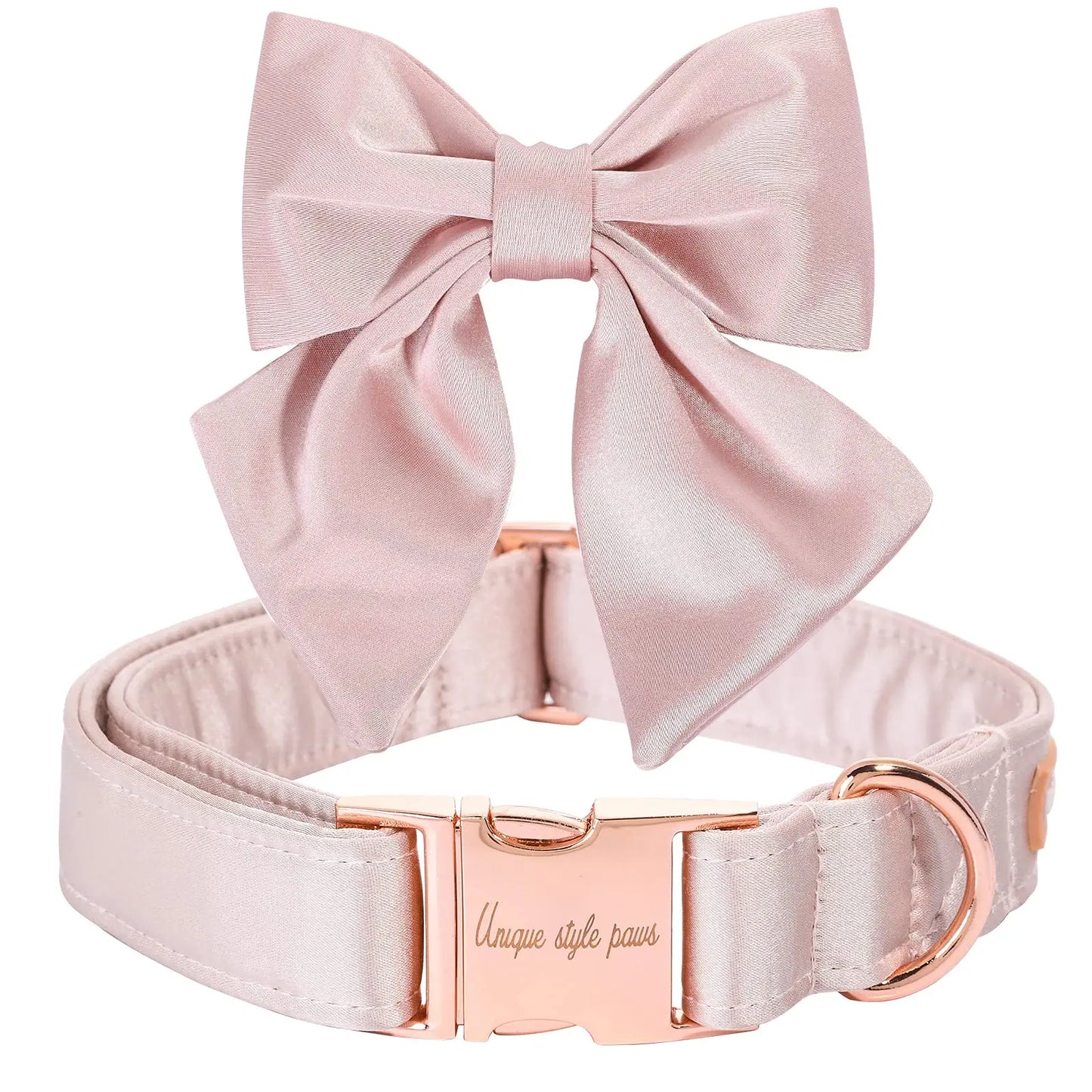 Unique Style Paws Silk Adjustable Durable Dog Collar with Bow Wedding Bowtie Collar for Small to Large Dogs