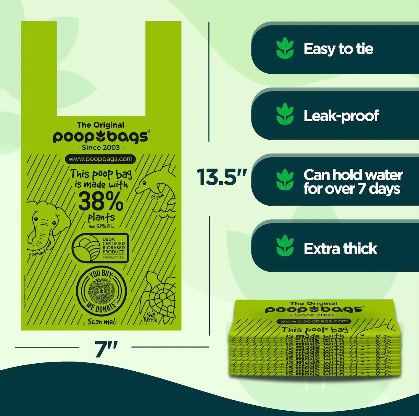 The Original Poop Bags-38% Biobased- 720 Handle Tie Bundle Pet Poop Bags