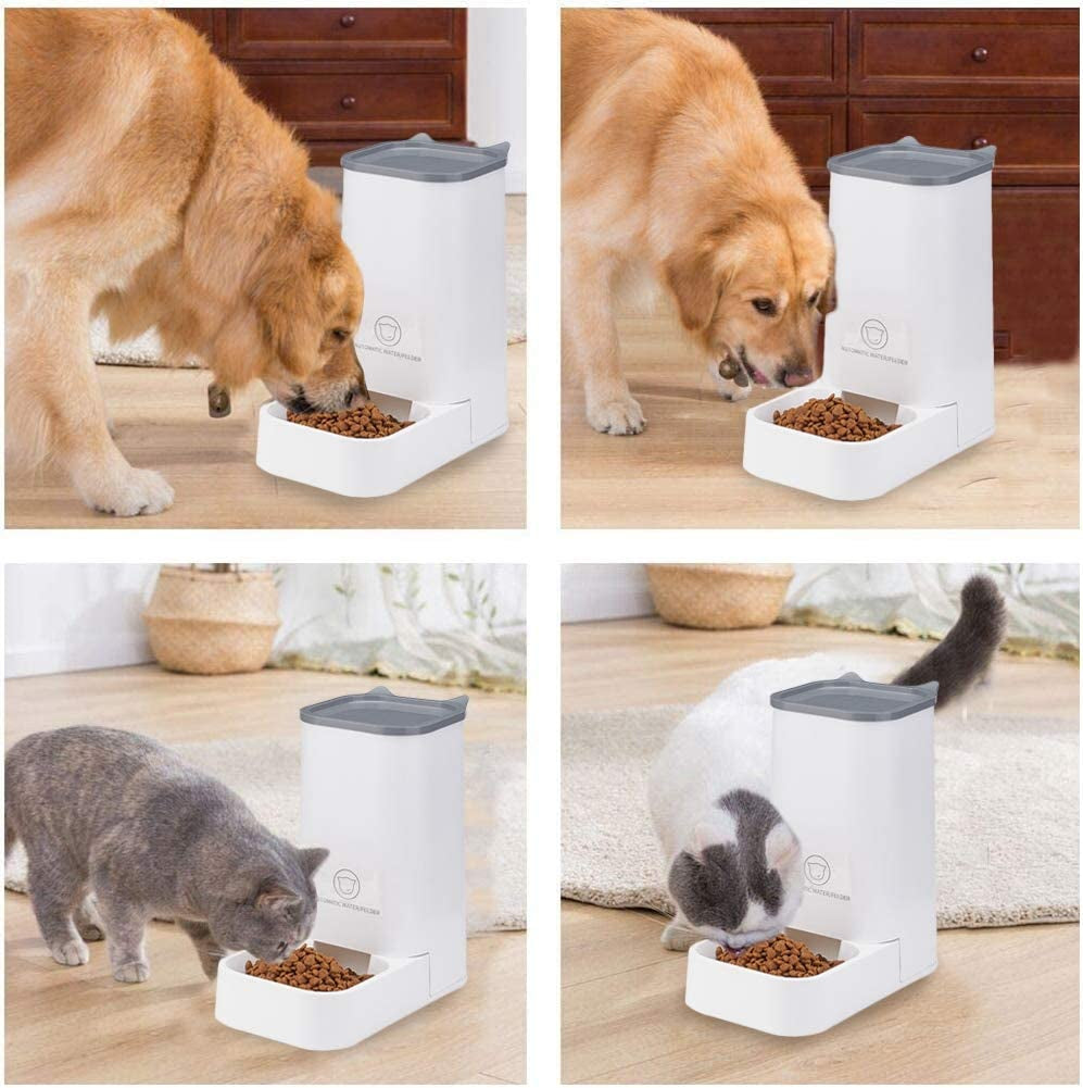 Automatic Feeder Set, 1-Gallon Water Dispenser and 2.1Kg Pet Food Feeder, Small Pet Waterer and Feeder, Self-Dispensing, Polypropylene Material, for Cats and Dogs