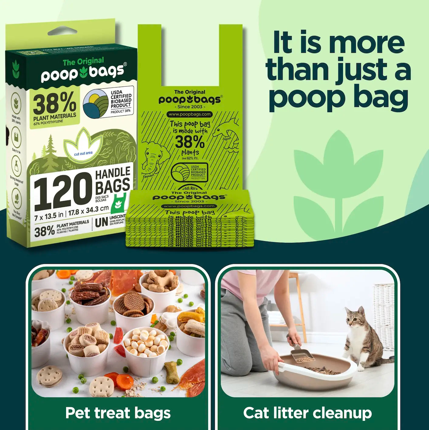 The Original Poop Bags-38% Biobased- 720 Handle Tie Bundle Pet Poop Bags