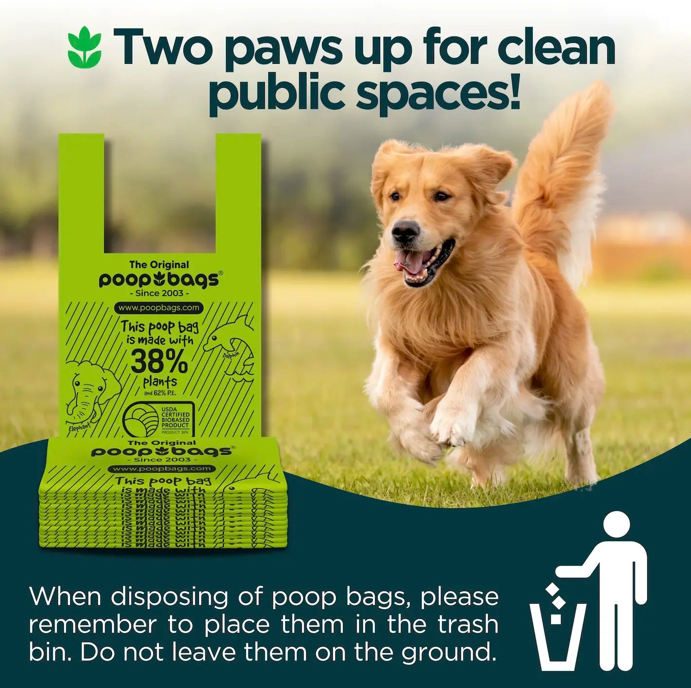 The Original Poop Bags-38% Biobased- 720 Handle Tie Bundle Pet Poop Bags