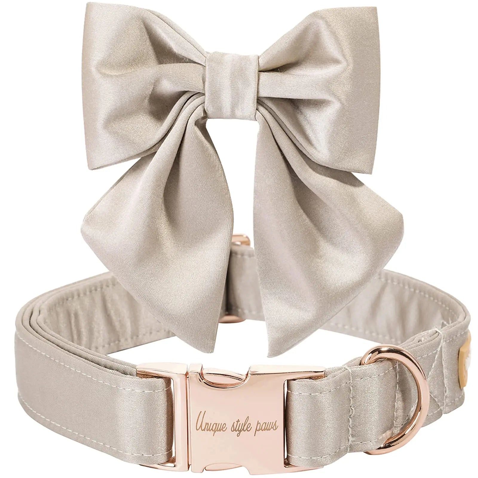 Unique Style Paws Silk Adjustable Durable Dog Collar with Bow Wedding Bowtie Collar for Small to Large Dogs
