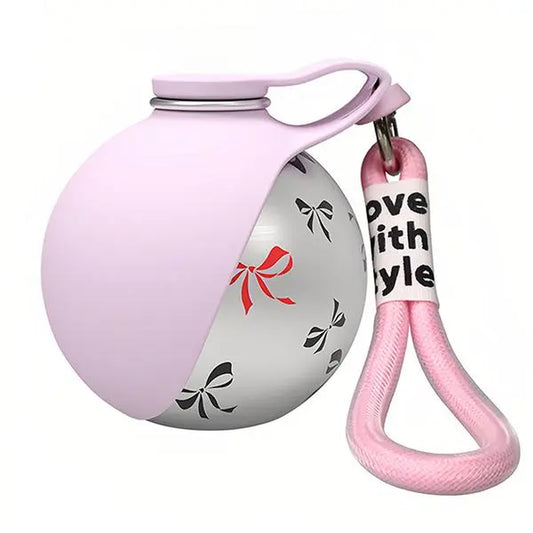 Ihubei Pet Water Bottle with Food-Grade Silicon Foldable Bowl 304 Stainless Steel Spherical Dog Hydration round Bottle Travel Dogs/Cats Water Dispenser Puppy Water Feeding Sphere Bottle for Walk Hiking Stylish Addorable Design Cute 285Ml#Summervibes