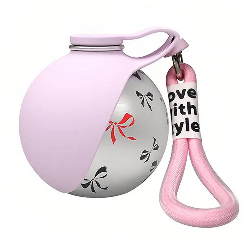 Ihubei Pet Water Bottle with Food-Grade Silicon Foldable Bowl 304 Stainless Steel Spherical Dog Hydration round Bottle Travel Dogs/Cats Water Dispenser Puppy Water Feeding Sphere Bottle for Walk Hiking Stylish Addorable Design Cute 285Ml#Summervibes