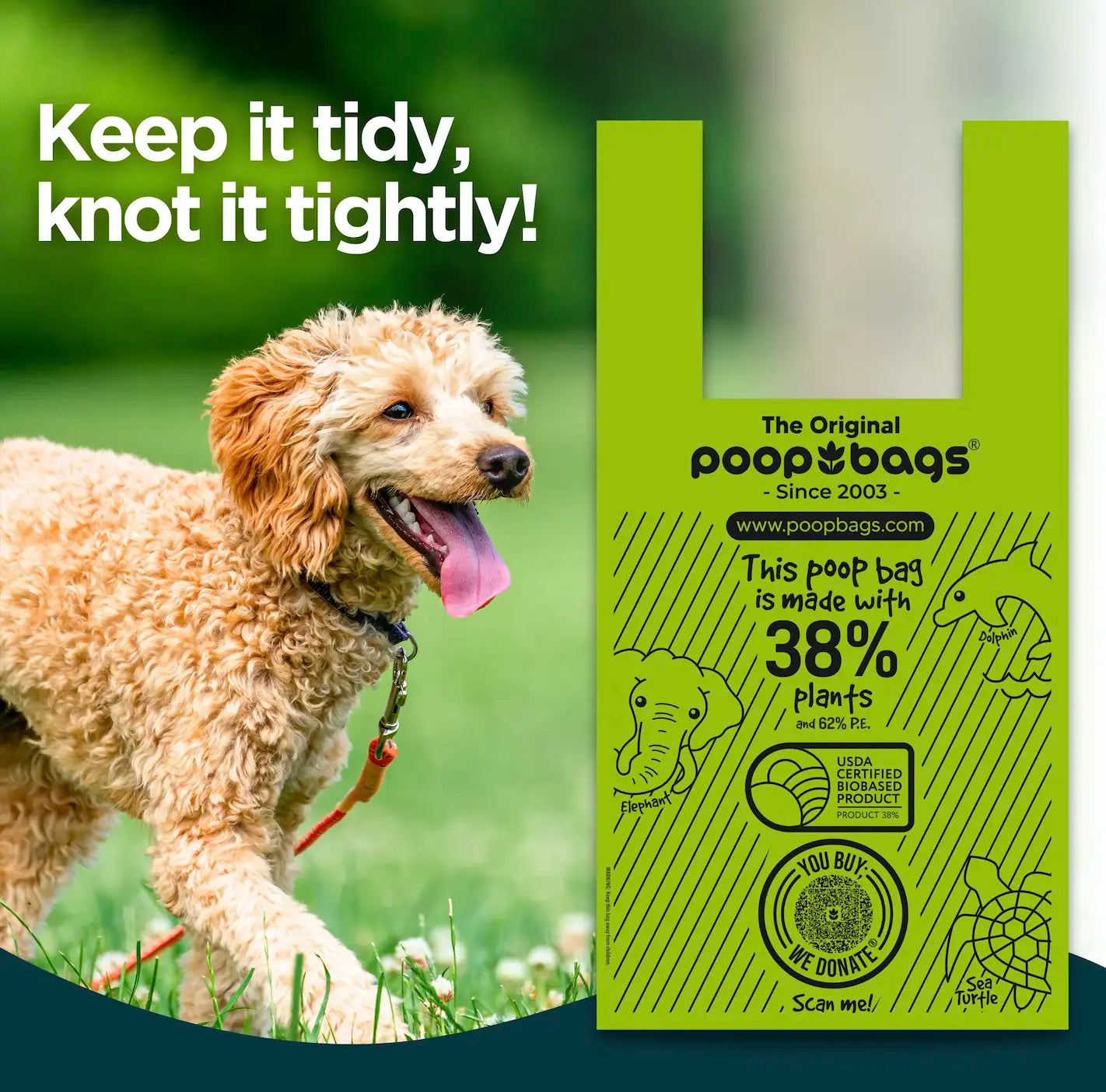 The Original Poop Bags-38% Biobased- 720 Handle Tie Bundle Pet Poop Bags