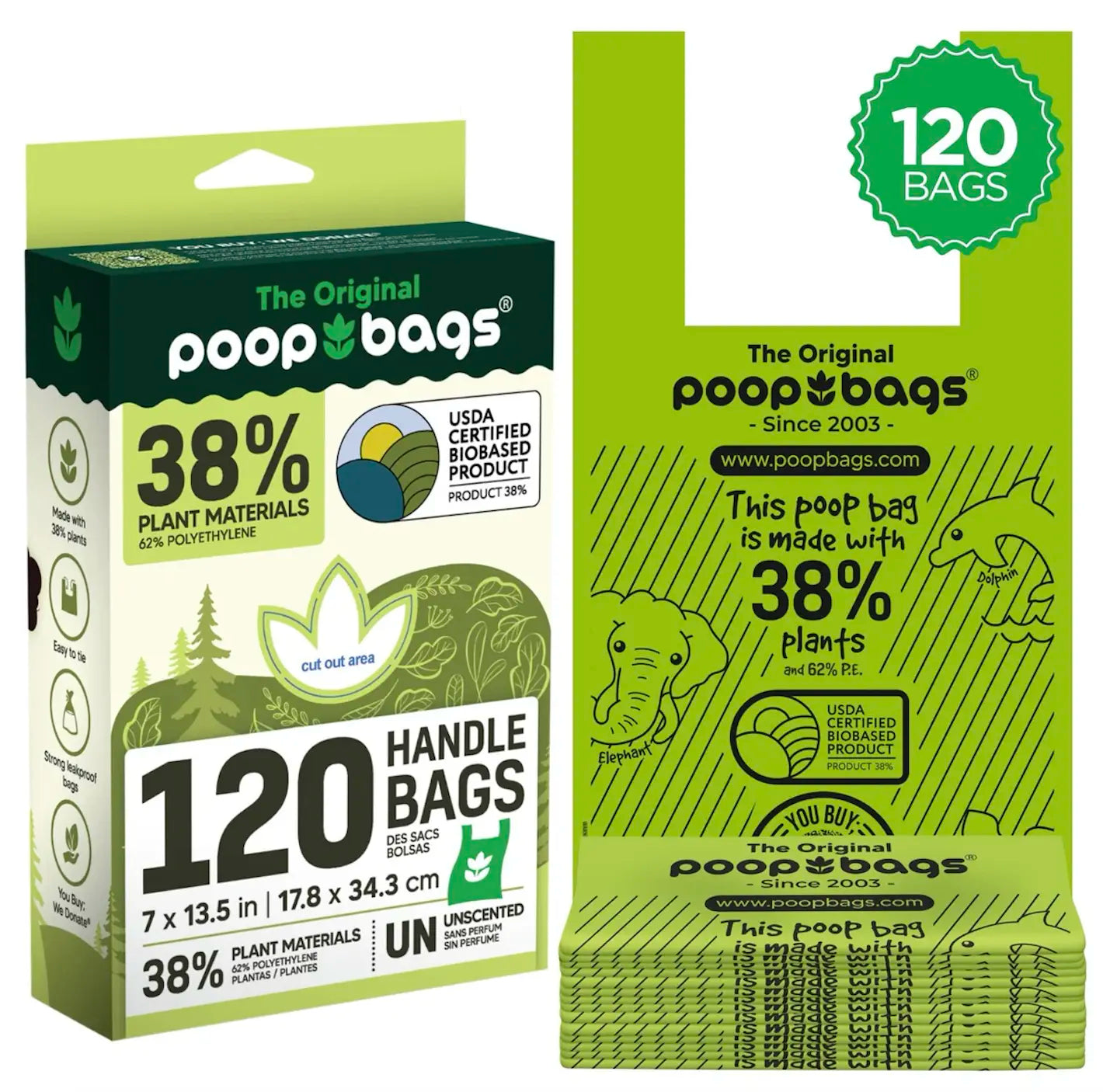 The Original Poop Bags-38% Biobased- 720 Handle Tie Bundle Pet Poop Bags